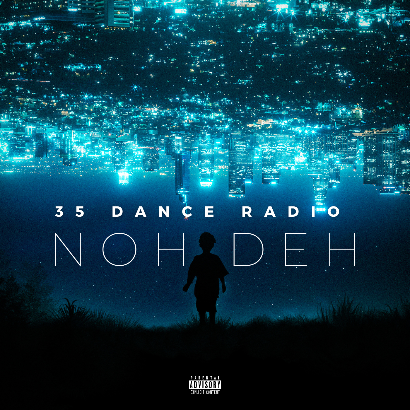 Image of a city with the words 35 Dance Radio and Noh Deh